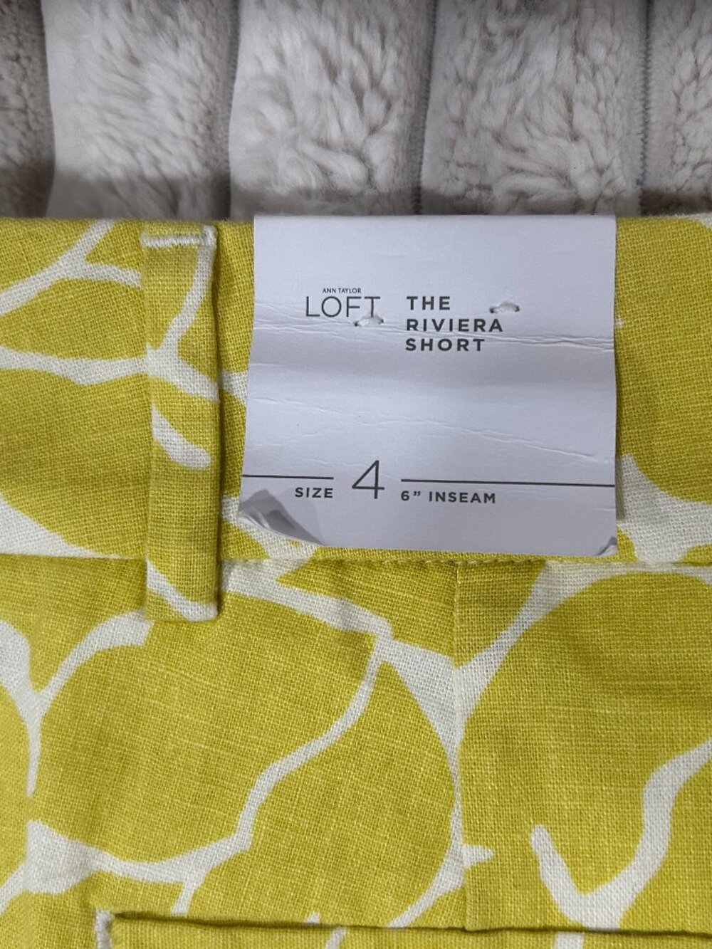 LOFT The Riviera Bermuda Shorts Size 4 Yellow White Floral Linen Cotton Blend